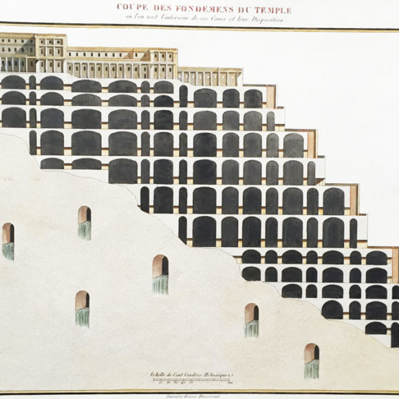 A Cross Section of the Foundations of the Temple where We Can See the Interior of the Caves and their Placement.