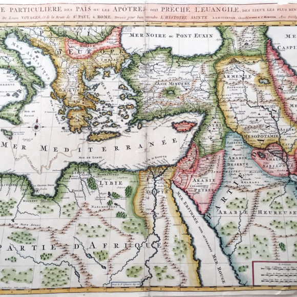 Carte Particuliere des Lieux les Plus Renommez ou les Apotres ont Preche l Euangile et fait Leur Voyages, et de Celui de St. Paul a Rome