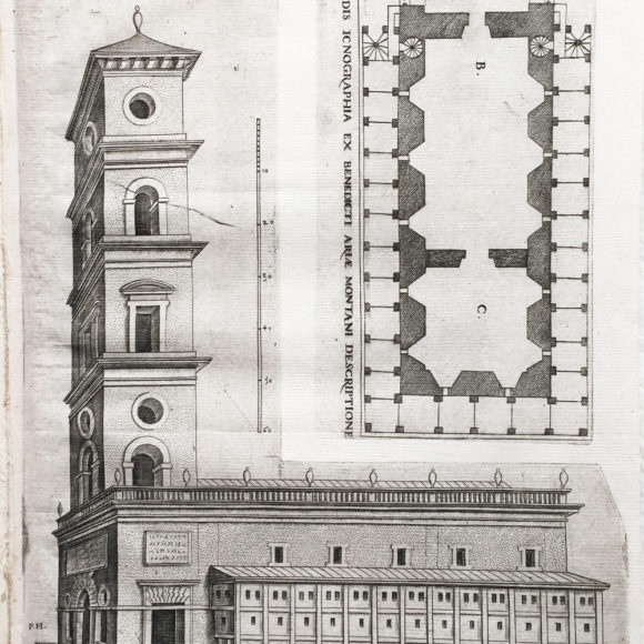 Sacrae aedis sciographiae pars. / Templi cum porticu et cellis absoluta orthographia (Accurate delineation of the Temple of Solomon)